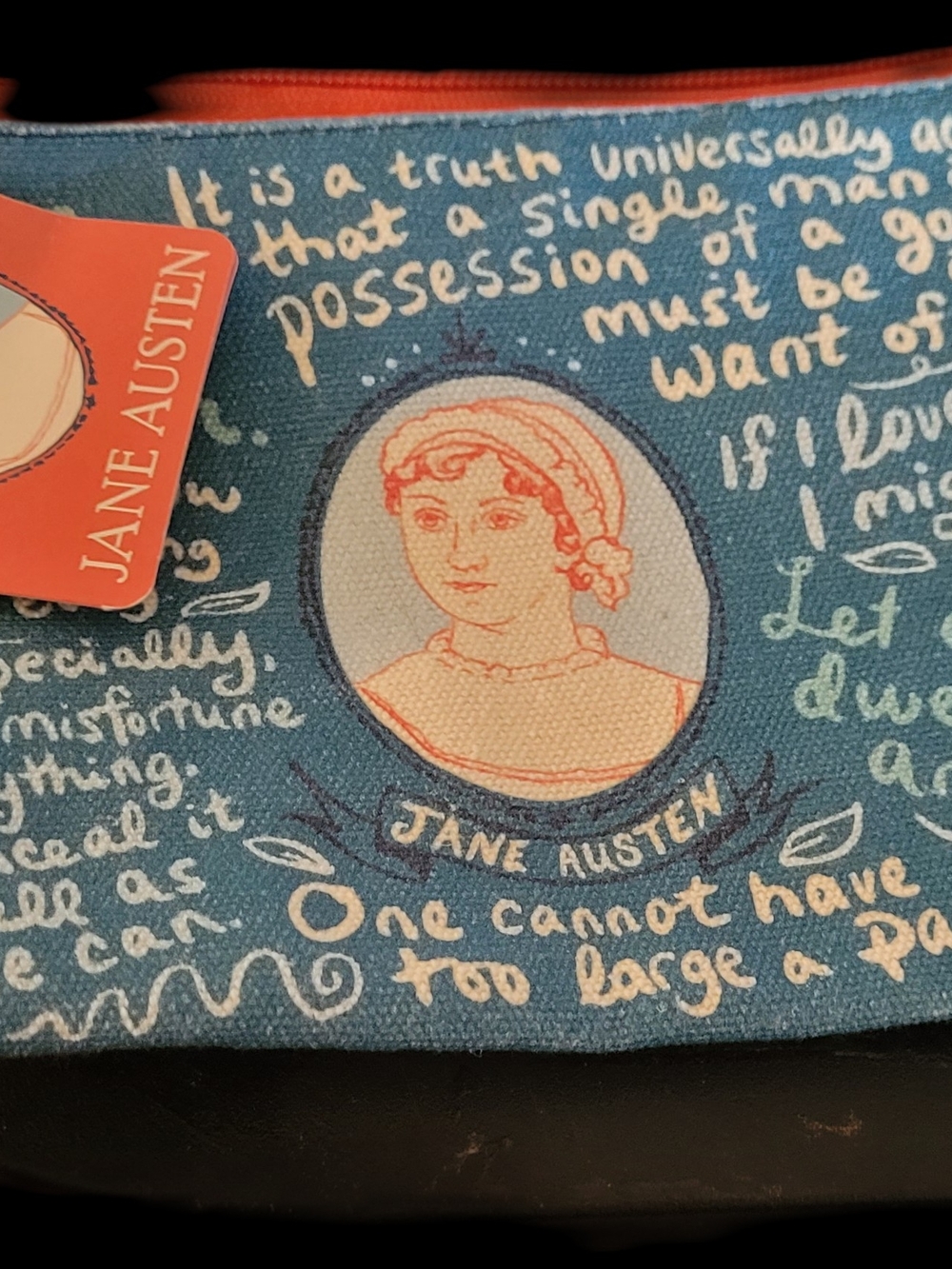 NEW. Jane Austen Blue Canvas Pouch.